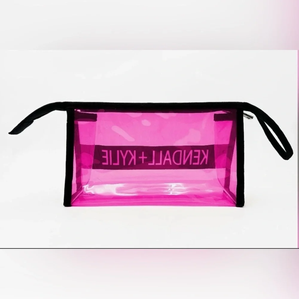 Kendall & Kylie Vibrant Transparent Pink Jelly Bag, Cosmetic Bag, Wristlet, NWOT